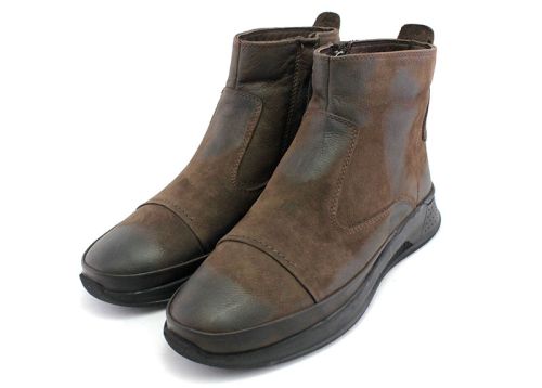 Cizme barbati cu fermoar lateral иn maro - model Elizar