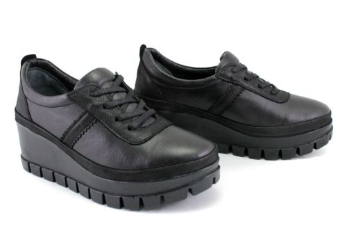 Pantofi casual pentru femei, cu șireturi negre - Model Uma