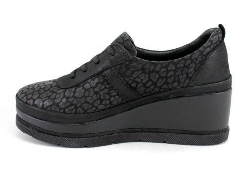 Pantofi casual pentru femei, cu șireturi în negru - Model Helena