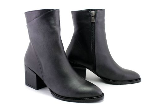 Botine elegante de damă cu fermoar lateral în negru - Model Agapina