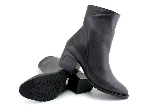 Botine elegante de damă cu fermoar lateral în negru - Model Agapina
