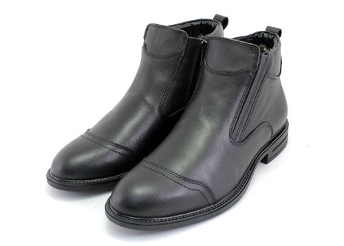 Cizme formale barbatesti de culoare neagra, model Dion.
