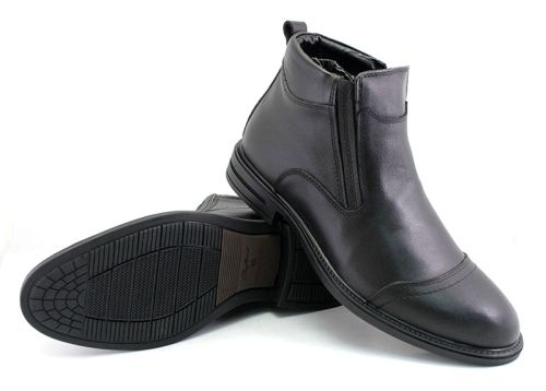 Cizme formale barbatesti de culoare neagra, model Dion.