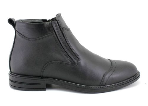 Cizme formale barbatesti de culoare neagra, model Dion.
