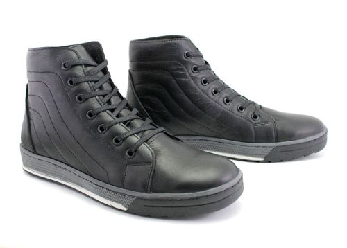 Ghete casual pentru barbati in negru - model Santo