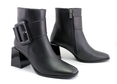 Botine elegante de damă cu fermoar lateral în negru - Model Fiona