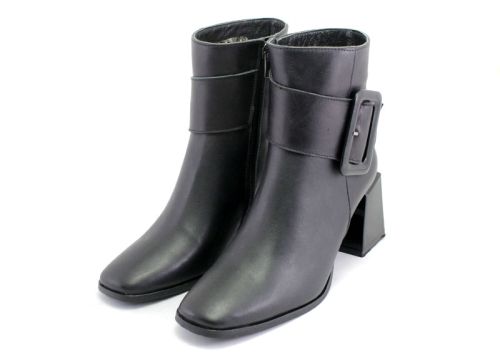 Botine elegante de damă cu fermoar lateral în negru - Model Fiona