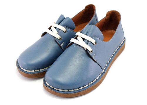 Pantofi casual dama din piele moale din denim albastru - Model Zita.