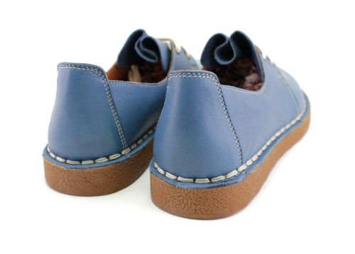 Pantofi casual dama din piele moale din denim albastru - Model Zita.