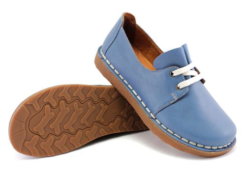 Pantofi casual dama din piele moale din denim albastru - Model Zita.