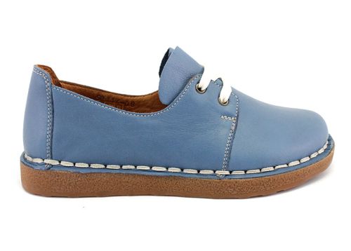 Pantofi casual dama din piele moale din denim albastru - Model Zita.