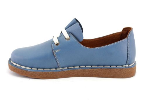 Pantofi casual dama din piele moale din denim albastru - Model Zita.