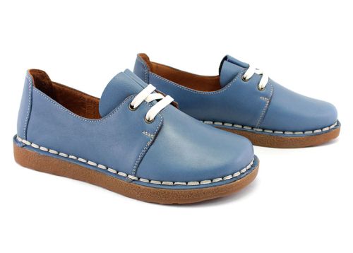 Pantofi casual dama din piele moale din denim albastru - Model Zita.