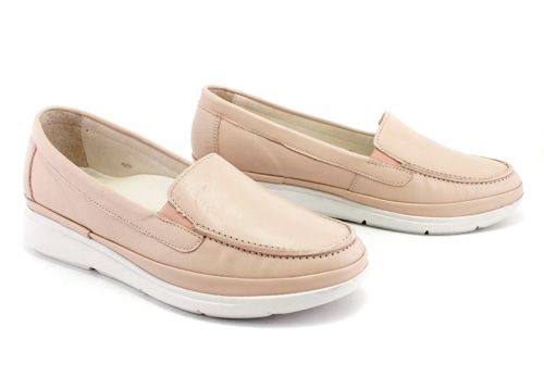 Mocasini femei din piele moale in roz - Model Alba.