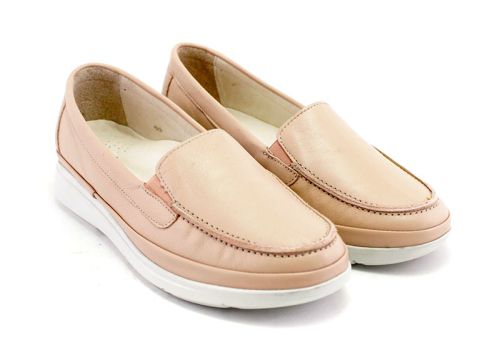 Mocasini femei din piele moale in roz - Model Alba.