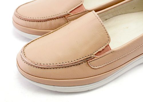 Mocasini femei din piele moale in roz - Model Alba.