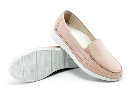 Mocasini femei din piele moale in roz - Model Alba.