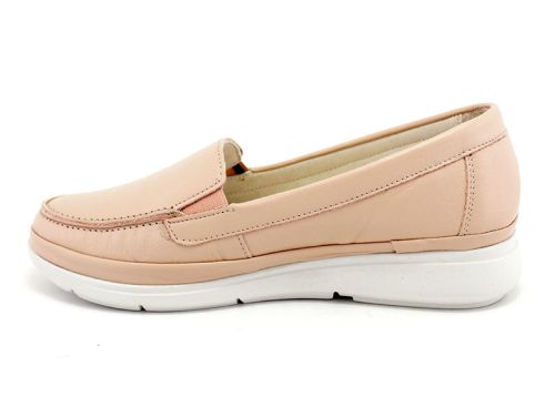 Mocasini femei din piele moale in roz - Model Alba.