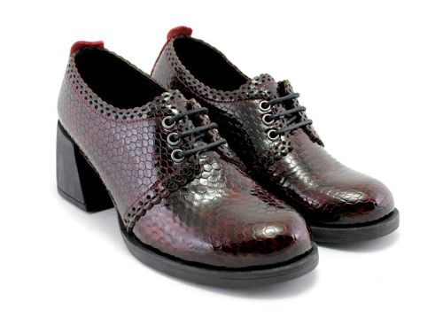 Pantofi de dama din piele in burgund - Model Jacqueline