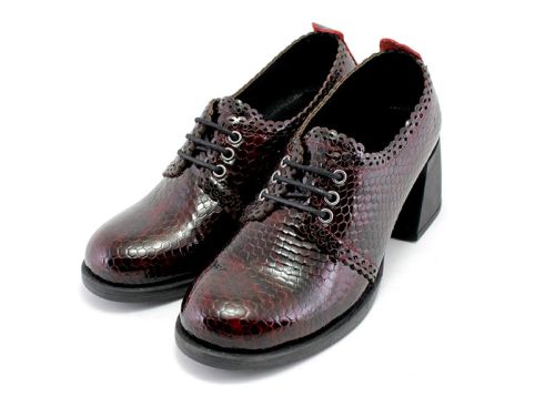Pantofi de dama din piele in burgund - Model Jacqueline