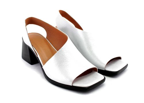 Sandale de damă din piele naturală albă - Model Kira