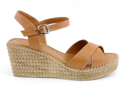 Sandale de dama cu platforma din piele naturala de culoare maro deschis - Model Belinda.
