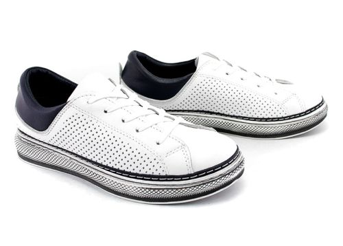 Pantofi sport de damă în alb cu negru - Model Lisa