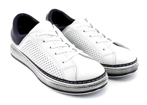 Pantofi sport de damă în alb cu negru - Model Lisa