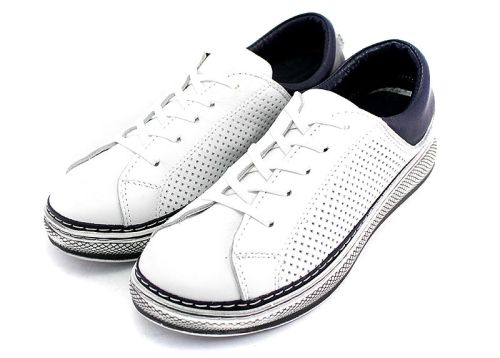Pantofi sport de damă în alb cu negru - Model Lisa