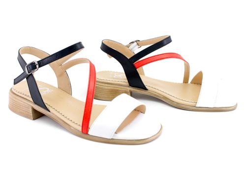 Sandale cu toc tricolor pentru femei - Model Camellia.