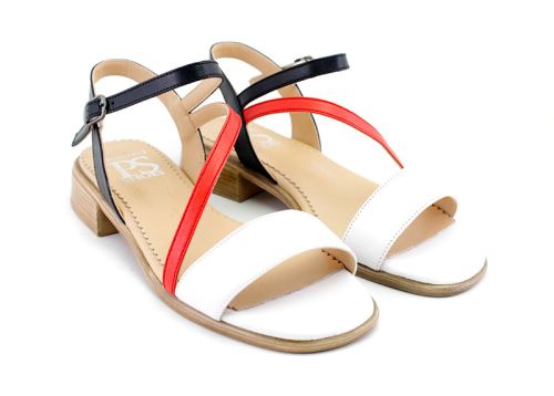 Sandale cu toc tricolor pentru femei - Model Camellia.