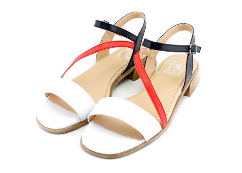 Sandale cu toc tricolor pentru femei - Model Camellia.