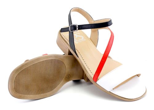 Sandale cu toc tricolor pentru femei - Model Camellia.