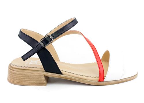 Sandale cu toc tricolor pentru femei - Model Camellia.