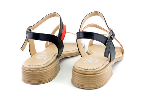 Sandale cu toc tricolor pentru femei - Model Camellia.
