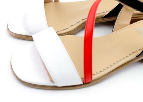 Sandale cu toc tricolor pentru femei - Model Camellia.