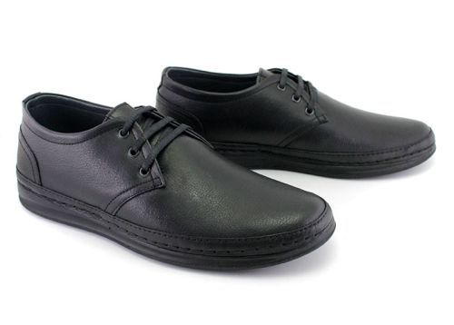 Încălțăminte casual bărbătească cu șireturi în negru - Model Cedar