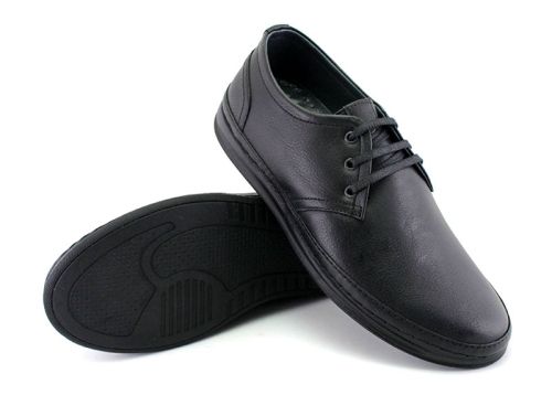Încălțăminte casual bărbătească cu șireturi în negru - Model Cedar