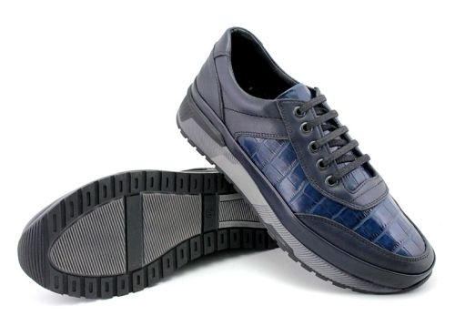 Pantofi casual bărbați cu șireturi în albastru - Model Gerard