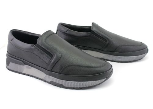 Pantofi casual bărbați fără șireturi în negru - Model Tano