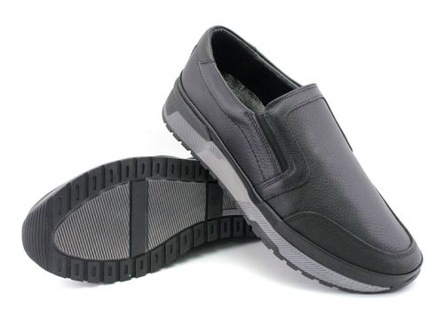 Pantofi casual bărbați fără șireturi în negru - Model Tano