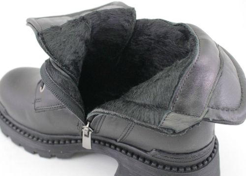 Ghete de damă din piele naturală în negru - model Indira