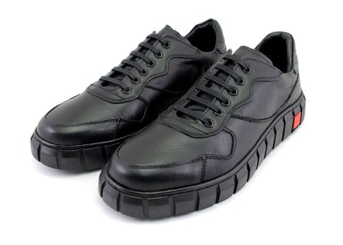 Pantofi casual bărbați cu șireturi în negru - model Dorian