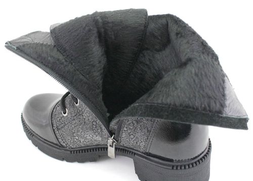 Ghete de damă din piele naturală în negru - model Kristalina.