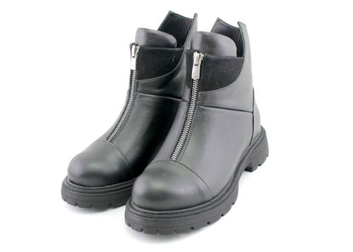 Ghete de damă din piele naturală negru - model Manola