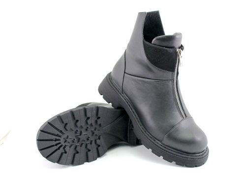 Ghete de damă din piele naturală negru - model Manola