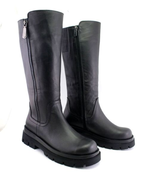 Cizme de dama cu fermoar lateral de culoare neagra, model Pepina
