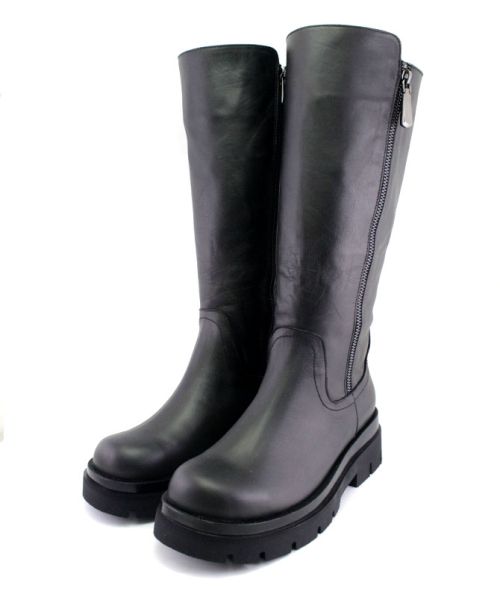 Cizme de dama cu fermoar lateral de culoare neagra, model Pepina