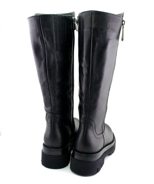 Cizme de dama cu fermoar lateral de culoare neagra, model Pepina
