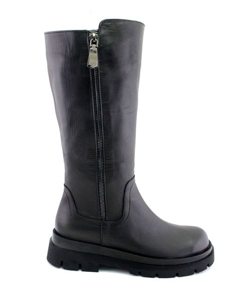 Cizme de dama cu fermoar lateral de culoare neagra, model Pepina